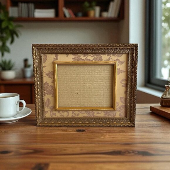 Rare Vintage Gold Gilded Floral Layered Picture Frame 16.5"x13.5" Fits 9"x7.5" - Picture 1 of 5